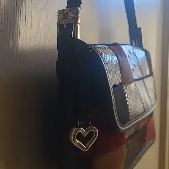 Brighton Limited Edition Crossbody Bag Multicolor Patchwork Leather Snap - Picture 2 of 9